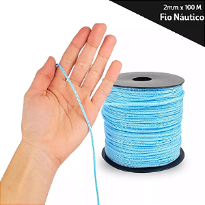 Fio Náutico - 2,5 mm - Rolo C/100 Mts - Cordão De Poliéster Cor:AZUL-BEBE-177