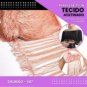 Franja de Tecido Acetinado - 30 cm - Grade de Cores - Rolo C/10 Mts COR:SALMAO-147