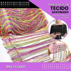 Franja de Tecido Acetinado - 30 cm - Grade de Cores - Rolo C/10 Mts COR:MULT-CLARO