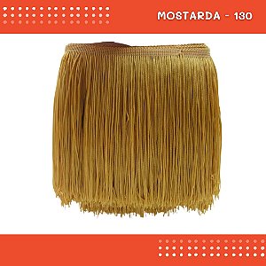 Franja de Tecido Acetinado - 30 cm - Grade de Cores - Rolo C/10 Mts COR:MOSTARDA-130