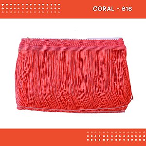 Franja de Tecido Acetinado - 30 cm - Grade de Cores - Rolo C/10 Mts COR:CORAL-816