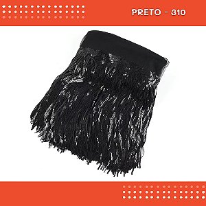 Franja Paetê Lantejoula MOD:02 - 20cm - Rl C/9.14 Metros Cor:PRETO-310