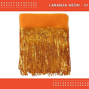 Franja Paetê Lantejoula MOD:02 - 20cm - Rl C/9.14 Metros Cor:LARANJA-NEON-01