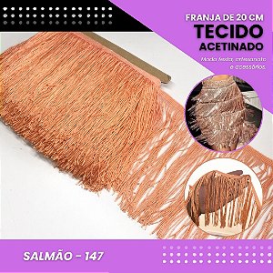 Franja de Tecido Acetinado - 20 cm - Grade de Cores - Rolo C/10 Mts COR:SALMAO-147