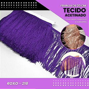 Franja de Tecido Acetinado - 20 cm - Grade de Cores - Rolo C/10 Mts COR:ROXO-218