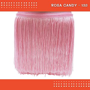 Franja de Tecido Acetinado - 20 cm - Grade de Cores - Rolo C/10 Mts COR:ROSA-CANDY-133
