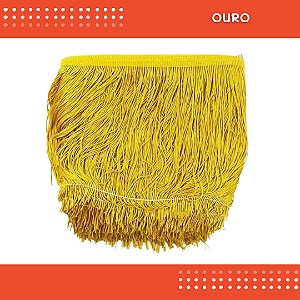 Franja de Tecido Acetinado - 20 cm - Grade de Cores - Rolo C/10 Mts COR:OURO