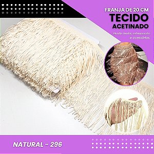 Franja de Tecido Acetinado - 20 cm - Grade de Cores - Rolo C/10 Mts COR:NATURAL-296