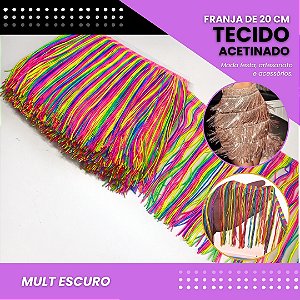 Franja de Tecido Acetinado - 20 cm - Grade de Cores - Rolo C/10 Mts COR:MULT-ESCURO