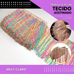 Franja de Tecido Acetinado - 20 cm - Grade de Cores - Rolo C/10 Mts COR:MULT-CLARO