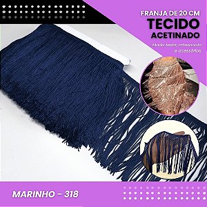Franja de Tecido Acetinado - 20 cm - Grade de Cores - Rolo C/10 Mts COR:MARINHO-318