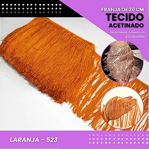 Franja de Tecido Acetinado - 20 cm - Grade de Cores - Rolo C/10 Mts COR:LARANJA-523