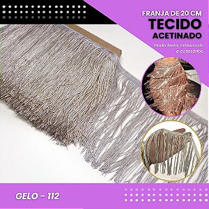 Franja de Tecido Acetinado - 20 cm - Grade de Cores - Rolo C/10 Mts COR:GELO-112