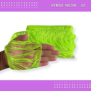 Franja de Tecido Acetinado - 15cm - Grade de Cores - Rolo C/10 Mts COR:VERDE-NEON-02