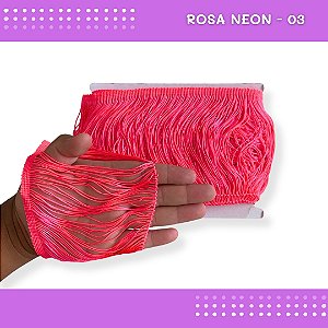 Franja de Tecido Acetinado - 15cm - Grade de Cores - Rolo C/10 Mts COR:ROSA-NEON-03