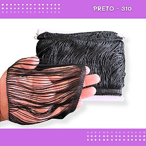 Franja de Tecido Acetinado - 15cm - Grade de Cores - Rolo C/10 Mts COR:PRETO-310