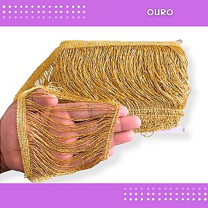 Franja de Tecido Acetinado - 15cm - Grade de Cores - Rolo C/10 Mts COR:OURO