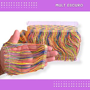 Franja de Tecido Acetinado - 15cm - Grade de Cores - Rolo C/10 Mts COR:MULT-ESCURO