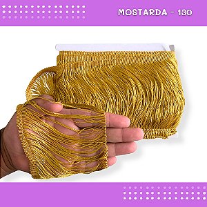 Franja de Tecido Acetinado - 15cm - Grade de Cores - Rolo C/10 Mts COR:MOSTARDA-130