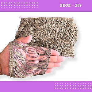 Franja de Tecido Acetinado - 15cm - Grade de Cores - Rolo C/10 Mts COR:BEGE-297