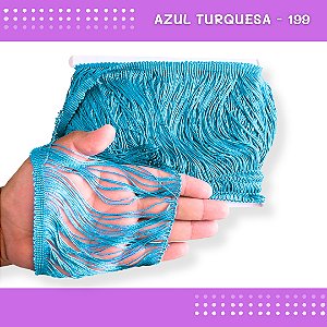 Franja de Tecido Acetinado - 15cm - Grade de Cores - Rolo C/10 Mts COR:AZUL-TURQUESA-199