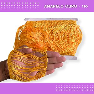 Franja de Tecido Acetinado - 15cm - Grade de Cores - Rolo C/10 Mts COR:AMARELO-OURO-110