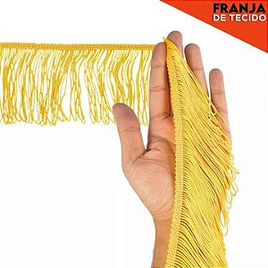 Franja de Tecido Acetinado - 15cm - Grade de Cores - Rolo C/10 Mts COR:AMARELO-OURO-110
