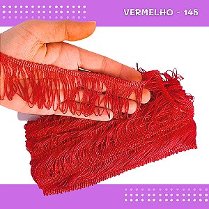Franja de Tecido Acetinado - 5cm - Grade de Cores - Rolo C/10 Mts COR:VERMELHO-145