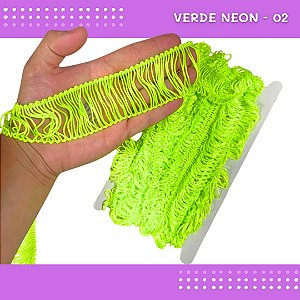Franja de Tecido Acetinado - 5cm - Grade de Cores - Rolo C/10 Mts COR:VERDE-NEON-02