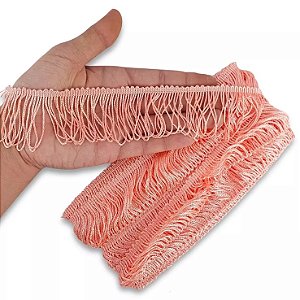 Franja de Tecido Acetinado - 5cm - Grade de Cores - Rolo C/10 Mts COR:SALMAO-147