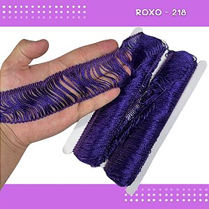 Franja de Tecido Acetinado - 5cm - Grade de Cores - Rolo C/10 Mts COR:ROXO-218