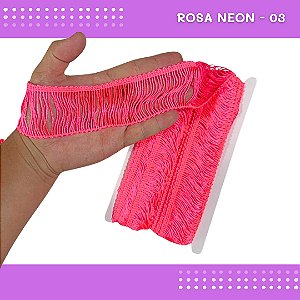Franja de Tecido Acetinado - 5cm - Grade de Cores - Rolo C/10 Mts COR:ROSA-NEON-03