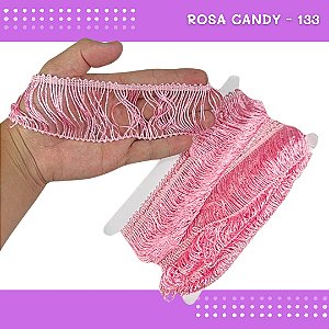 Franja de Tecido Acetinado - 5cm - Grade de Cores - Rolo C/10 Mts COR:ROSA-CANDY-133