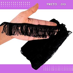 Franja de Tecido Acetinado - 5cm - Grade de Cores - Rolo C/10 Mts COR:PRETO-310