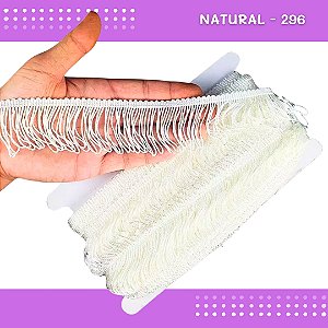 Franja de Tecido Acetinado - 5cm - Grade de Cores - Rolo C/10 Mts COR:NATURAL-296