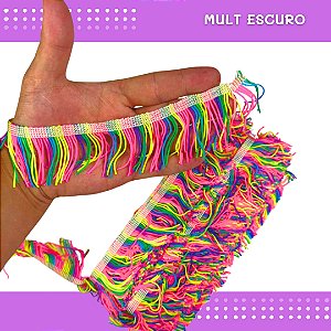 Franja de Tecido Acetinado - 5cm - Grade de Cores - Rolo C/10 Mts COR:MULT-ESCURO