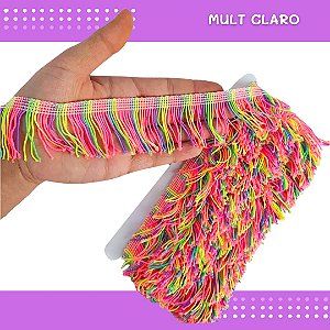 Franja de Tecido Acetinado - 5cm - Grade de Cores - Rolo C/10 Mts COR:MULT-CLARO