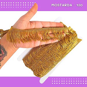 Franja de Tecido Acetinado - 5cm - Grade de Cores - Rolo C/10 Mts COR:MOSTARDA-130