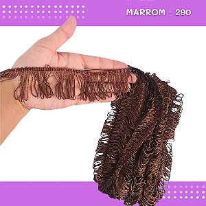 Franja de Tecido Acetinado - 5cm - Grade de Cores - Rolo C/10 Mts COR:MARROM-290