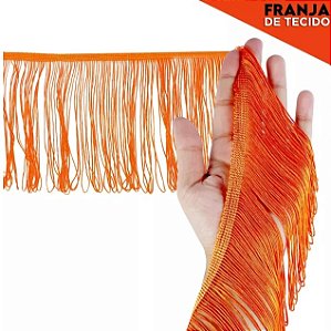 Franja de Tecido Acetinado - 5cm - Grade de Cores - Rolo C/10 Mts COR:LARANJA-NEON-01