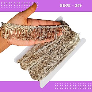 Franja de Tecido Acetinado - 5cm - Grade de Cores - Rolo C/10 Mts COR:BEGE-297