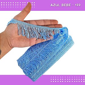 Franja de Tecido Acetinado - 5cm - Grade de Cores - Rolo C/10 Mts COR:AZUL-BEBE-177