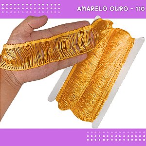 Franja de Tecido Acetinado - 5cm - Grade de Cores - Rolo C/10 Mts COR:AMARELO-OURO-110