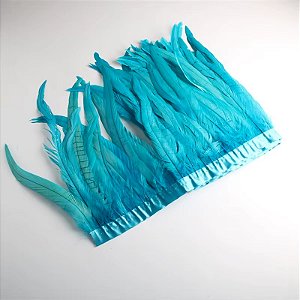 Franja Pena de Rabo de Galo em Metro - Rolo C/ 2 Mts Tam: 25-30 cm Cor:AZUL-TURQUESA
