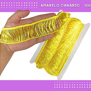 Franja de Tecido Acetinado - 5cm - Grade de Cores - Rolo C/10 Mts COR:AMARELO-CANARIO-106