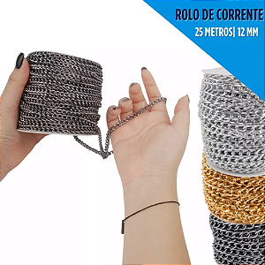 Corrente de Alumínio - Rolo c/25mts Tam: 8x12mm COR:ONIX
