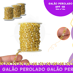 Galão Perolado Aljofre - SPF-55 - Rolo C/10 mts COR:OURO