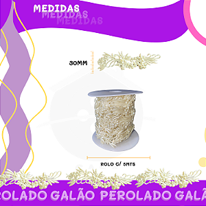 Galão Perolado Aljofre - SPF-68 - Rolo C/5 mts COR:BRANCO-101