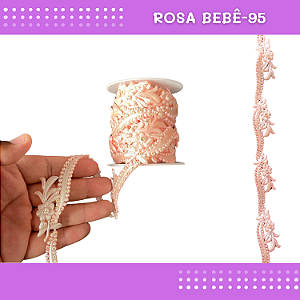 Galão Perolado Aljofre - SPF-71 - Rolo C/5 mts COR:ROSA-BEBE-95