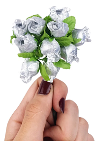 Mini Florzinha De Plastico - Pct C/ 144 Unid. Cor:PRATA